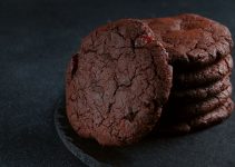 chocolate cookies on dark background. brownie cookies stack